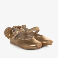 Girls Gold Leather Shoes