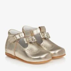 Girls Gold Leather Shoes