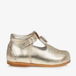 Girls Gold Leather Shoes