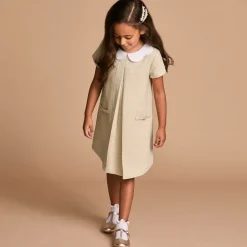 Girls Gold Leather T-Bar Shoes