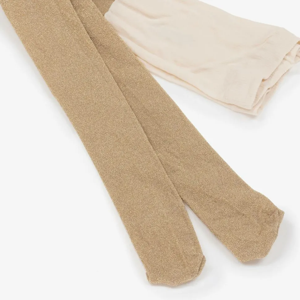 Girls Gold Lurex Tights