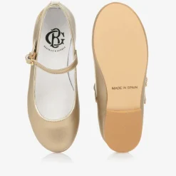 Girls Gold Mary Jane Pumps