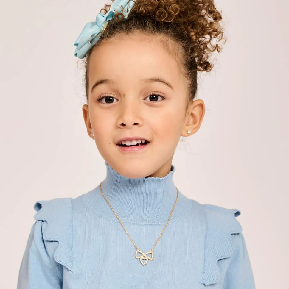 Girls Gold Plated Bow Necklace (44cm)