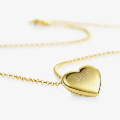Girls Gold Plated Personalised Heart Locket (38cm)