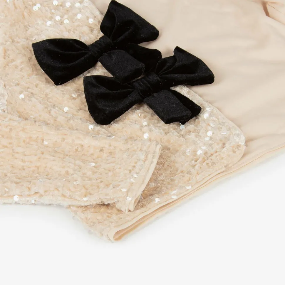 Girls Gold Sequinned Cardigan