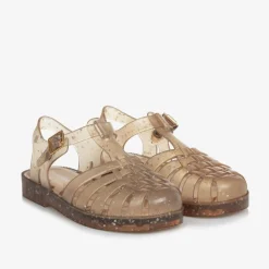 Girls Gold Star Glitter Jelly Sandals