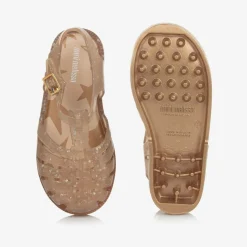 Girls Gold Star Glitter Jelly Sandals