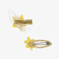 Girls Gold Star Hair Clips (2 Pack)