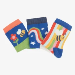 Girls Green & Blue Cotton Socks (3 Pack)