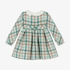 Girls Green Check Dress
