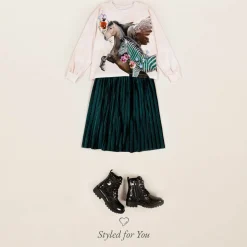 Girls Green Cotton Glitter Tights