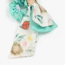 Girls Green Floral Hair Bow Elastic
