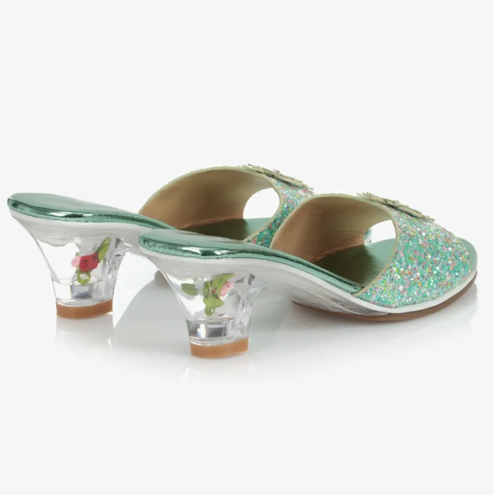 Girls Green Heeled Shoes