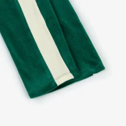 Girls Green Striped Velour Joggers