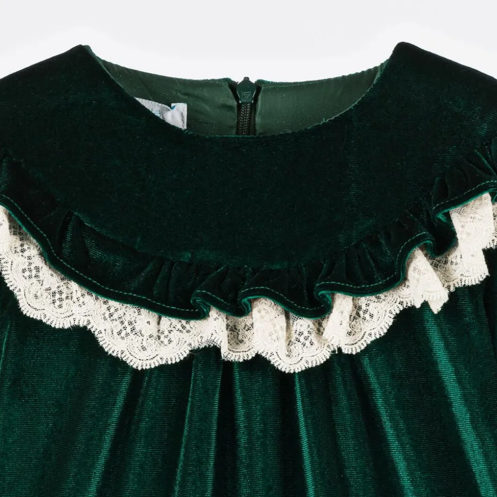 Girls Green Velour Dress