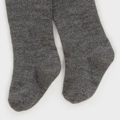 Girls Grey & Silver Cotton Tights
