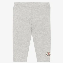 Girls Grey Cotton Logo Leggings