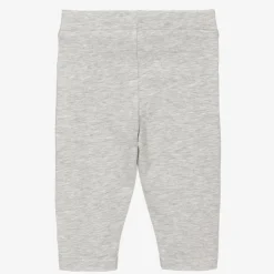 Girls Grey Cotton Logo Leggings