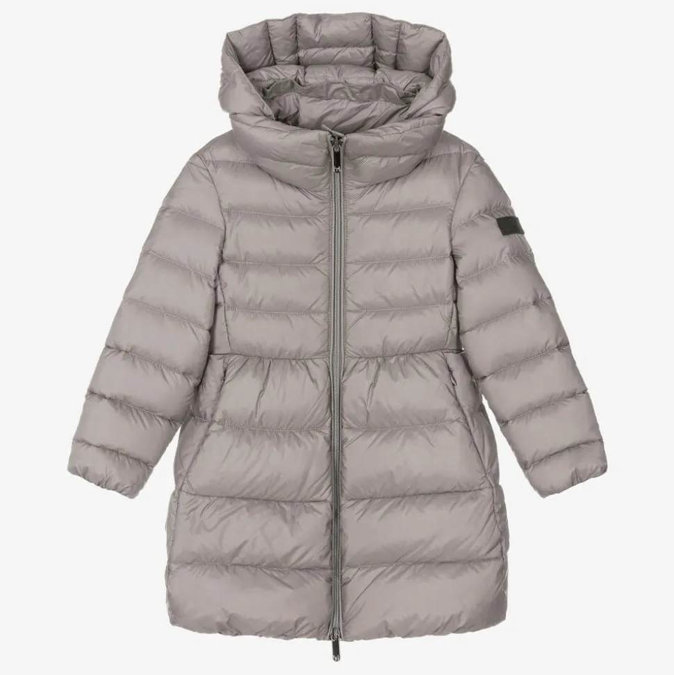 Girls Grey Down Padded Puffer Coat