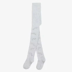 Girls Grey Knit Diamanté Tights