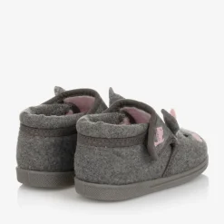 Girls Grey Rabbit Slippers