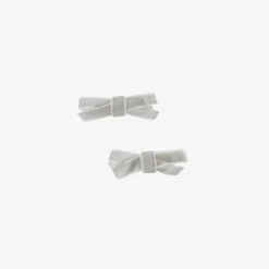 Girls Grey Velvet Bow Hair Clips (2 Pack)