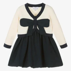 Girls Ivory & Blue Dress Set