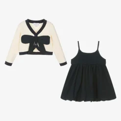 Girls Ivory & Blue Dress Set