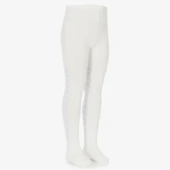 Girls Ivory & Blue Knitted Cotton Tights
