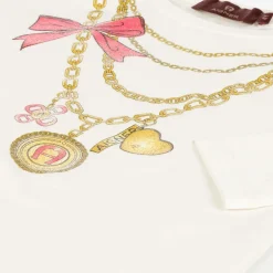 Girls Ivory & Gold Necklace Cotton Top