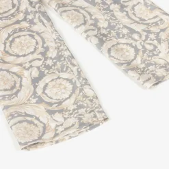 Girls Ivory & Grey Silk Barocco Trousers