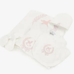 Girls Ivory & Pink Cotton Babysuit Set