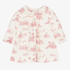 Girls Ivory & Pink Toile de Jouy Dress