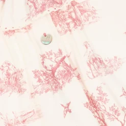 Girls Ivory & Pink Toile de Jouy Dress