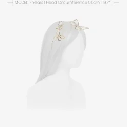 Girls Ivory Bead & Lace Butterfly Hairband
