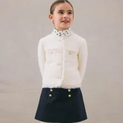 Girls Ivory Bouclé Tweed Jacket