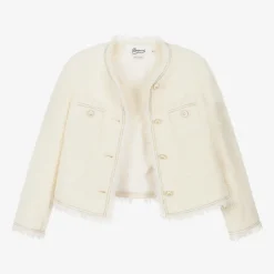 Girls Ivory Bouclé Tweed Jacket