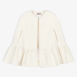 Girls Ivory Bow Cape