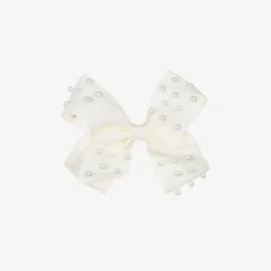 Girls Ivory Bow Hair Clip (11cm)