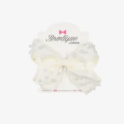 Girls Ivory Bow Hair Clip (11cm)