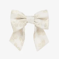 Girls Ivory Butterfly Print Bow Hair Clip (14cm)