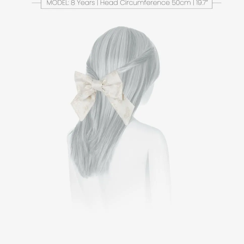 Girls Ivory Butterfly Print Bow Hair Clip (14cm)