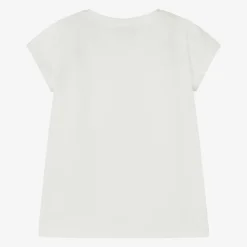 Girls Ivory Castle Print Cotton T-Shirt
