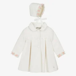 Girls Ivory Coat & Bonnet Set