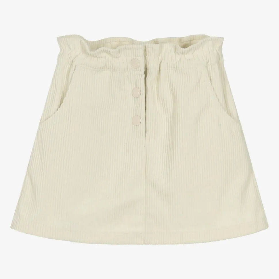 Girls Ivory Corduroy Skirt