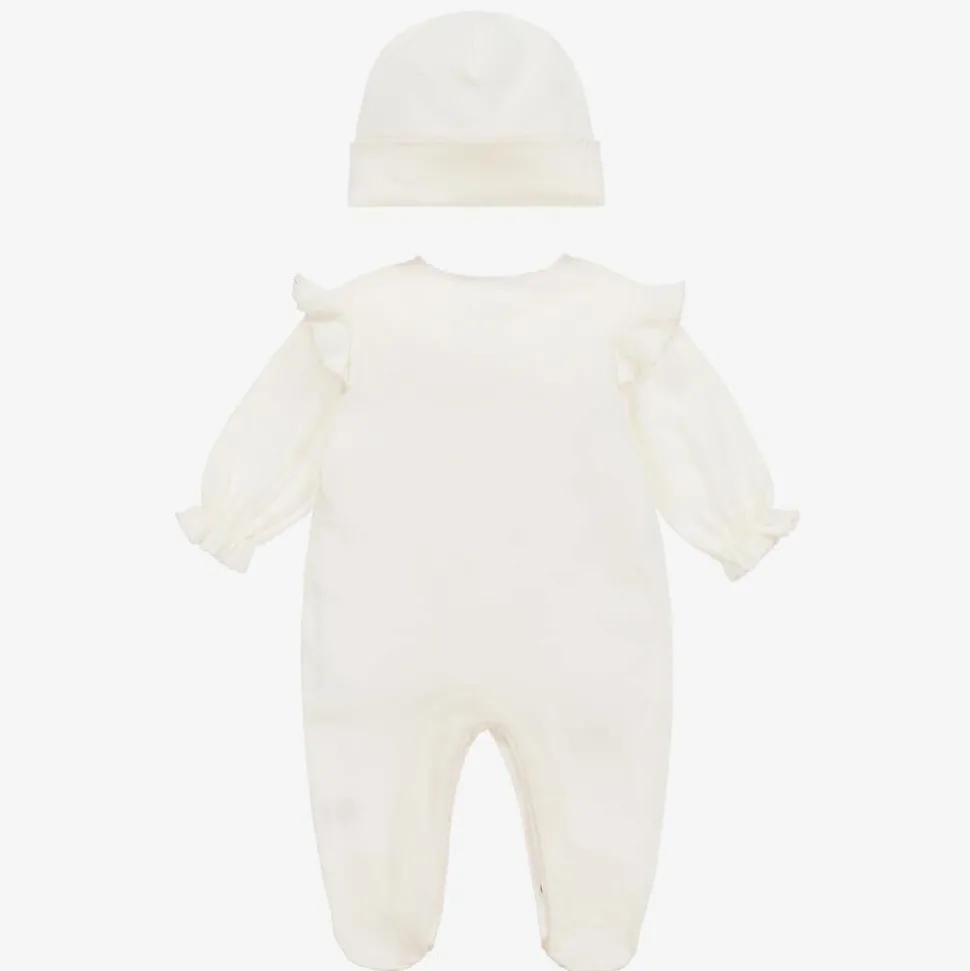 Girls Ivory Cotton Babygrow Set