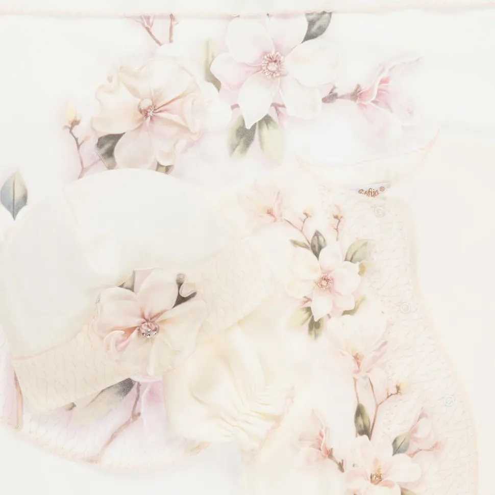 Girls Ivory Cotton Babygrow Set