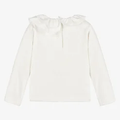 Girls Ivory Cotton Collar Top