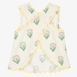 Girls Ivory Cotton Daisy Print Blouse