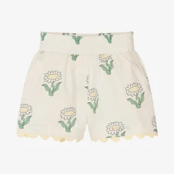 Girls Ivory Cotton Daisy Shorts